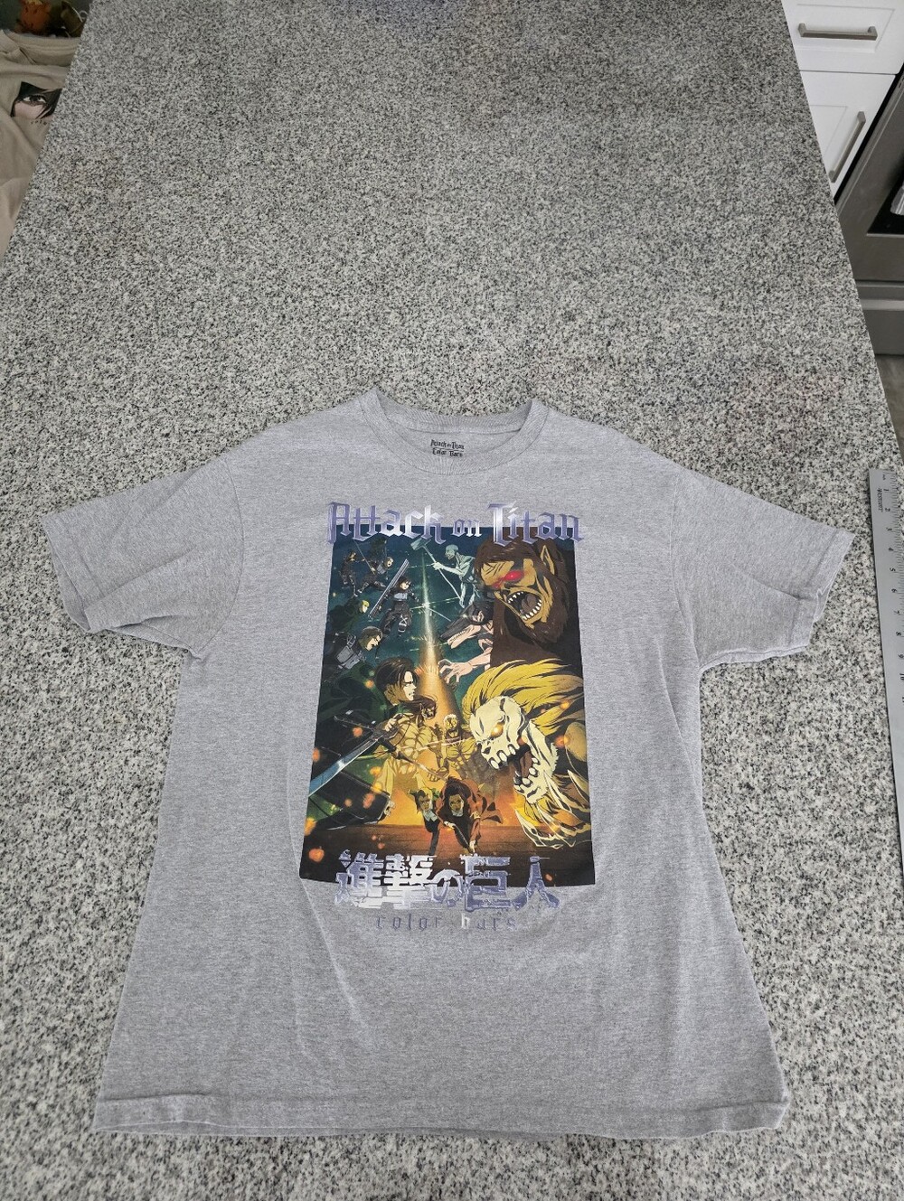 Pre-owned Attack On Titan X Color Bars Final Season Tee In Grey. Men's Large